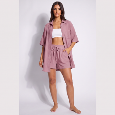 Three-quarter view of the co-ord set showing fit and length