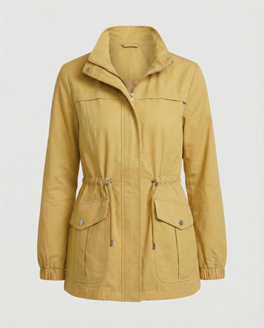 Three-quarter front view of the utility jacket