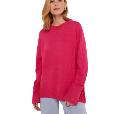 Detail shot of the long sleeve cuff on a relaxed-fit sweater