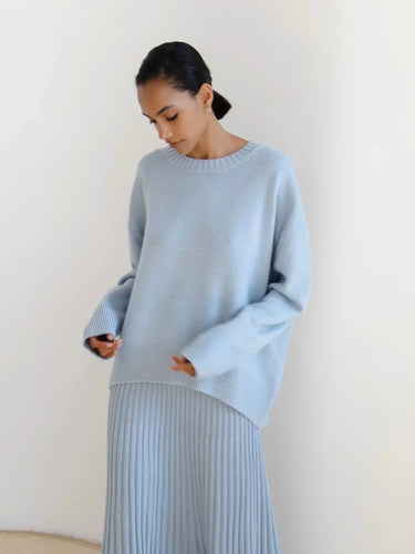 Close-up of the fabric texture on a knitted oversized sweater