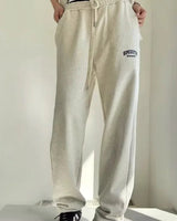 Full-length back view of the grey sweatshirt and jogger co-ord set