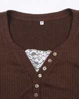 Three-quarter view of top showing sleeve length and cuff detail