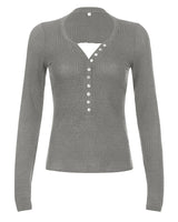 Back view of ribbed roll neck top showing slim fit