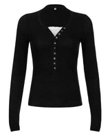Model wearing ribbed roll neck top from a distance showing full length