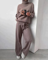 Back view of ribbed knit co-ord set showing relaxed silhouette of both pieces