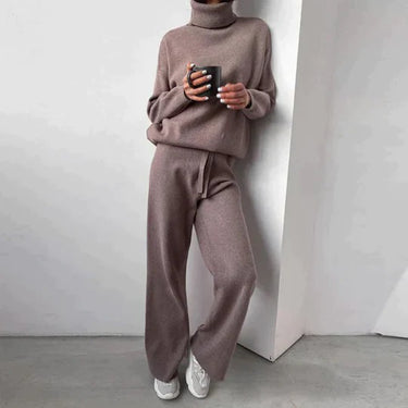 Back view of ribbed knit co-ord set showing relaxed silhouette of both pieces
