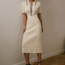 Ribbed Knit Midi Dress with Polo Collar