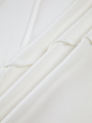 Ribbed Long Sleeve Top with Exposed Seam Detail