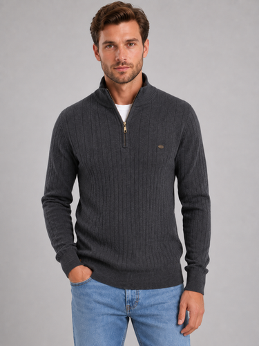 Back view of the ribbed cotton knit jumper