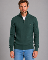 Full-length front view of the quarter zip jumper