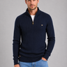 Men's ribbed quarter zip jumper with funnel neck, front view