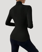 Ruched Long Sleeve Crossover Top with High Neck