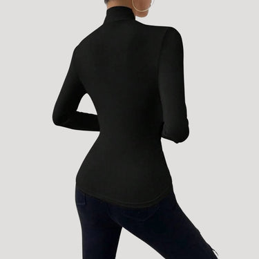 Ruched Long Sleeve Crossover Top with High Neck