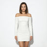 Ruched Off-Shoulder Mini Dress with Long Sleeves