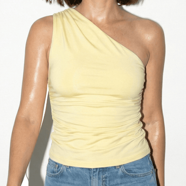 Ruched One-Shoulder Top with Asymmetric Neckline
