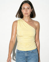 Ruched One-Shoulder Top with Asymmetric Neckline