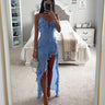 Ruffle Wrap Maxi Dress with Asymmetric Hem