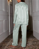 Satin Stripe Pyjama Set with Wide Leg Trousers