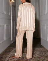 Satin Stripe Pyjama Set with Wide Leg Trousers