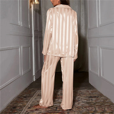 Satin Stripe Pyjama Set with Wide Leg Trousers