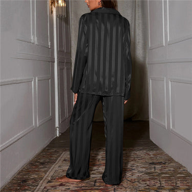 Satin Stripe Pyjama Set with Wide Leg Trousers