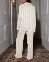 Satin Stripe Pyjama Set with Wide Leg Trousers