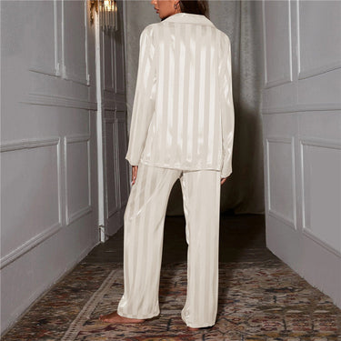 Satin Stripe Pyjama Set with Wide Leg Trousers