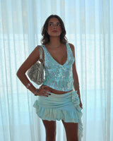Sequin V-Neck Camisole Top with Adjustable Straps