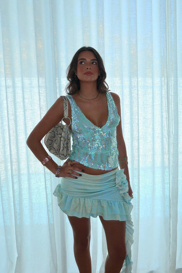 Sequin V-Neck Camisole Top with Adjustable Straps