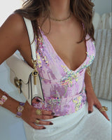 Sequin V-Neck Camisole Top with Adjustable Straps