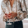 Sequin Wrap Blouse with Deep V Neckline
