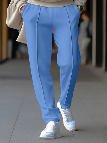 Sharp Men’s Slim Tapered Trousers With Drawstring Waist And Front Seam Detail