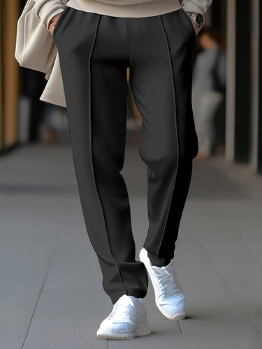 Sharp Men’s Slim Tapered Trousers With Drawstring Waist And Front Seam Detail