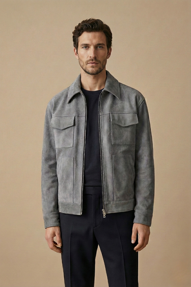 Sharp Men’s Zip Up Jacket With Utility Chest Pockets And Relaxed Fit