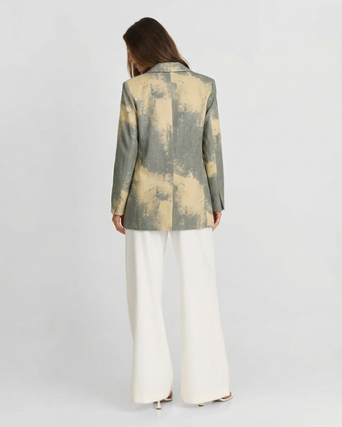 Sharp Women’s Printed Blazer With Notch Lapel And Single Button