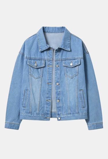 Short Jacket with Button Closure and Chest Pocket