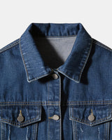 Short Jacket with Button Closure and Chest Pocket