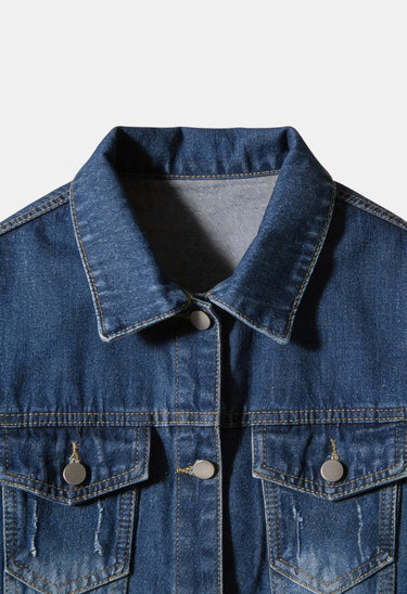 Short Jacket with Button Closure and Chest Pocket