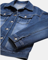 Short Jacket with Button Closure and Chest Pocket