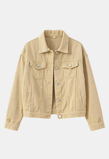 Short Jacket with Button Closure and Chest Pocket