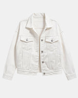 Short Jacket with Button Closure and Chest Pocket