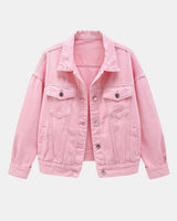 Short Jacket with Button Closure and Chest Pocket