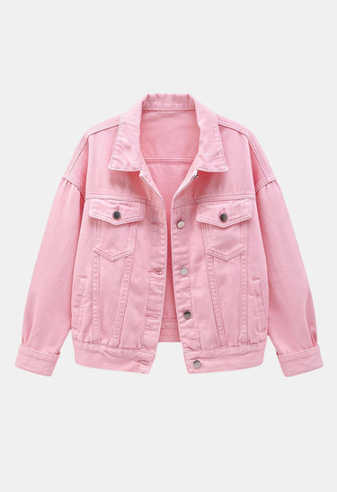 Short Jacket with Button Closure and Chest Pocket