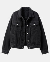 Short Jacket with Button Closure and Chest Pocket