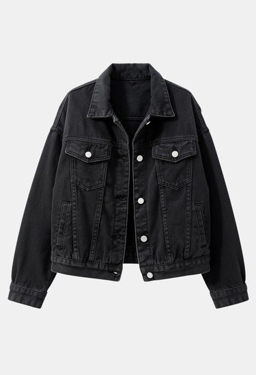 Short Jacket with Button Closure and Chest Pocket