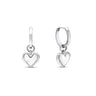 Silver Quartz Heart Huggie Earrings