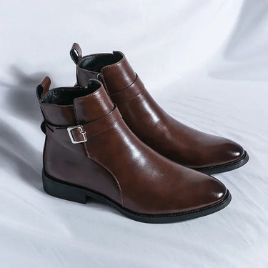 Sleek Men’s Chelsea Boots With Side Zipper And Buckle Strap