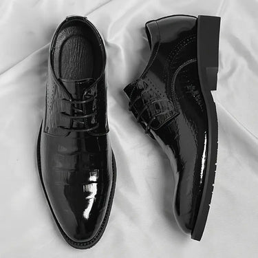 Sleek Men’s Patent Oxford Dress Shoes With Textured Finish Lace Up