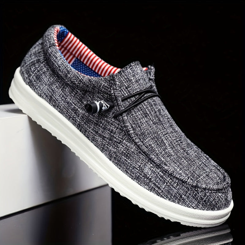 Sleek Men’s Slip On Loafers With Metal Bar Detail And Moc Toe Stitching