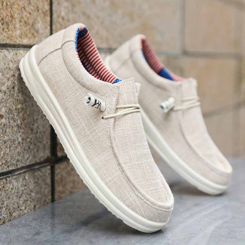 Sleek Men’s Slip On Loafers With Metal Bar Detail And Moc Toe Stitching